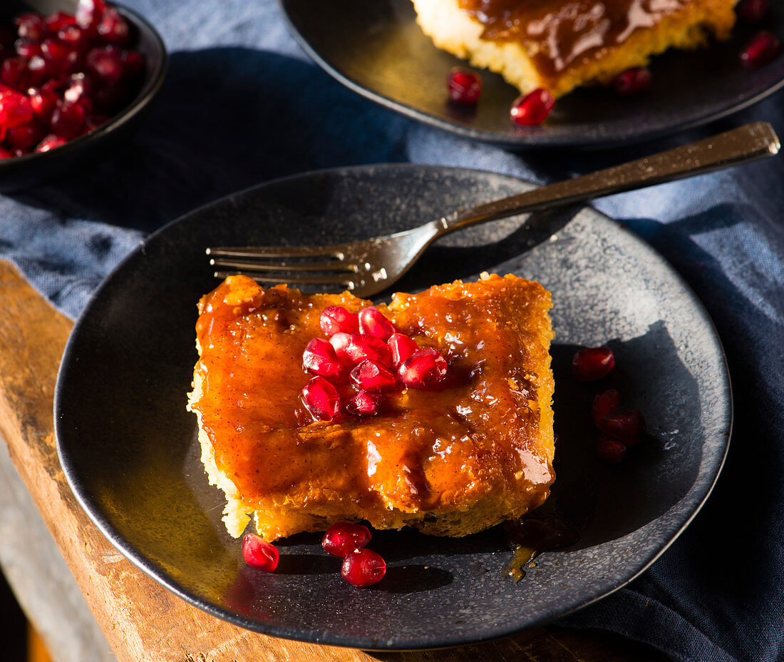 French toast with pomegranate seeds