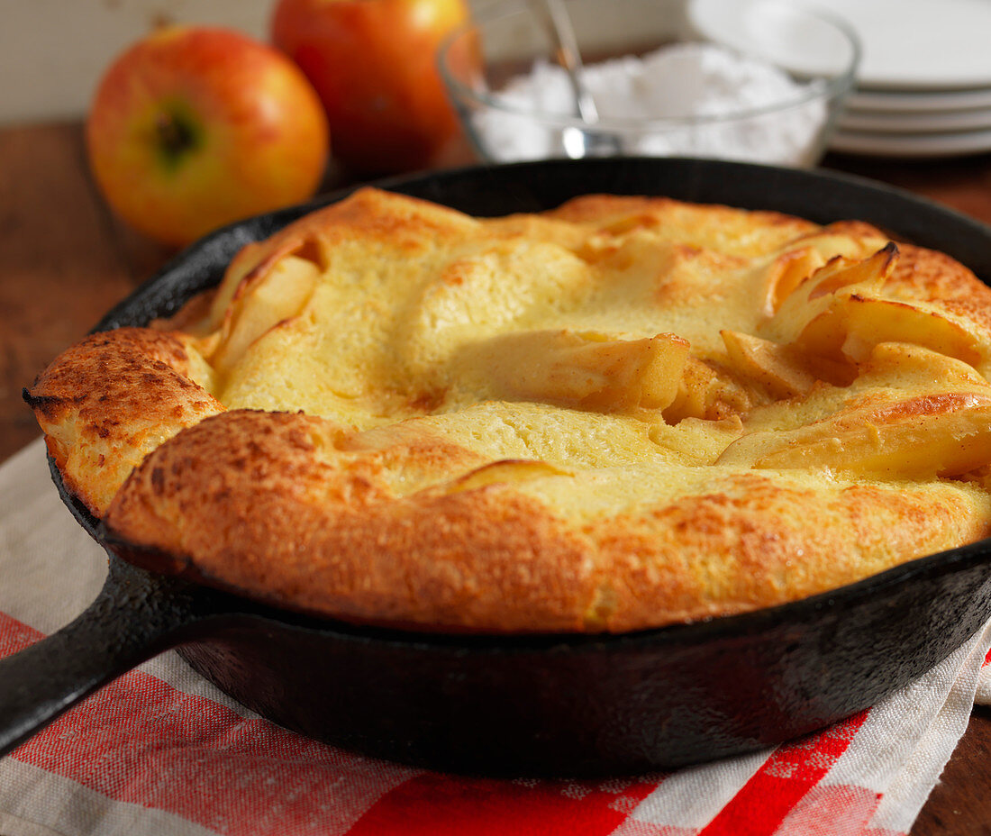 Apple cake in a pan