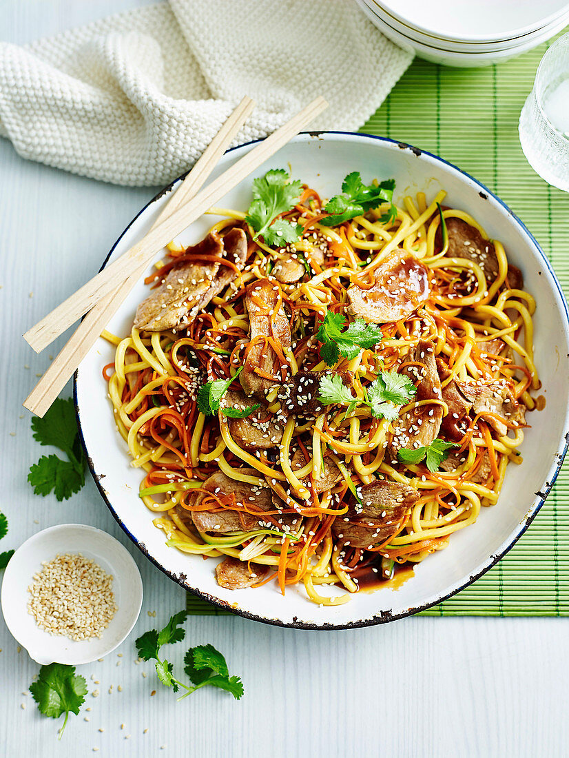 Asian pork and hoisin noodles