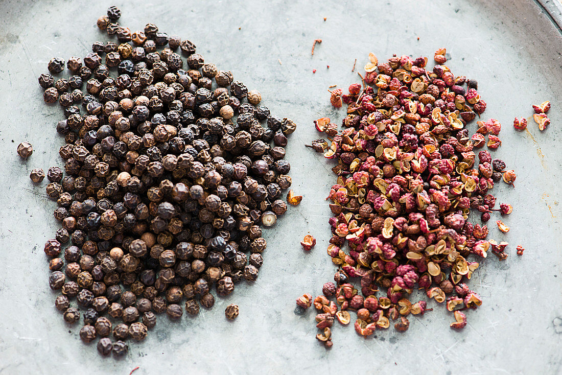Black and pink peppercorns