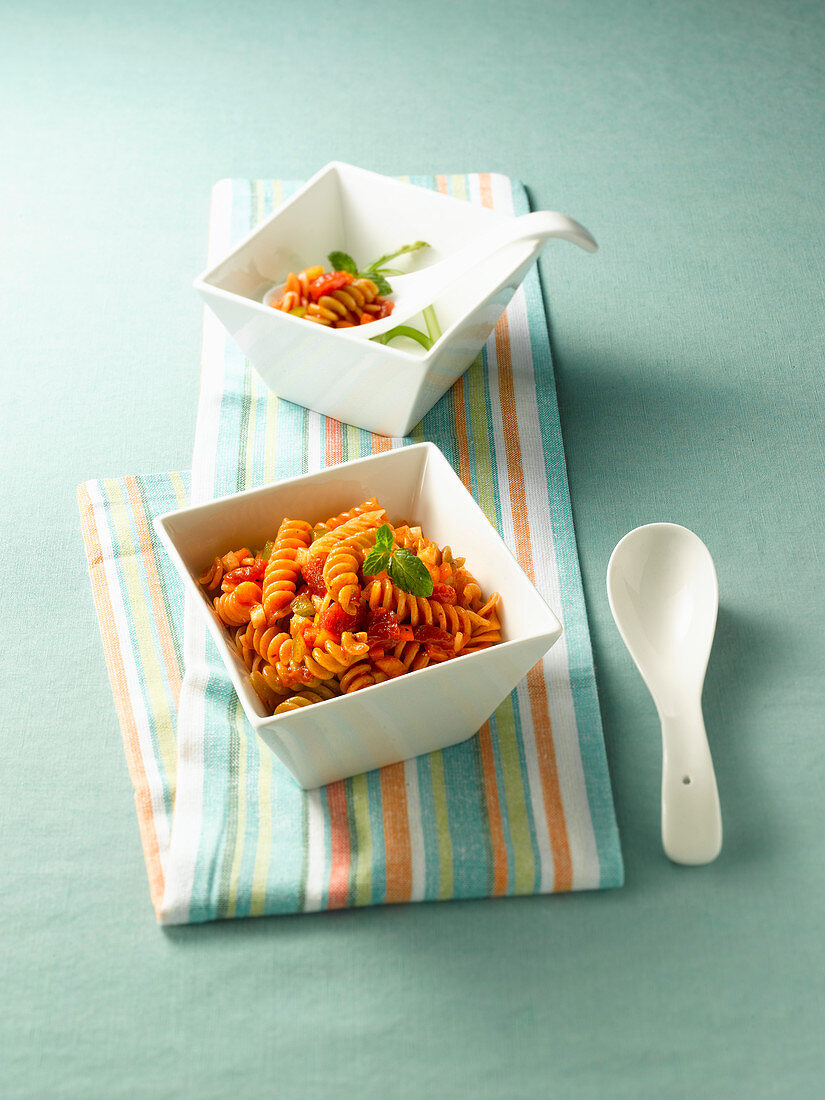 Fusilli with tomato sauce