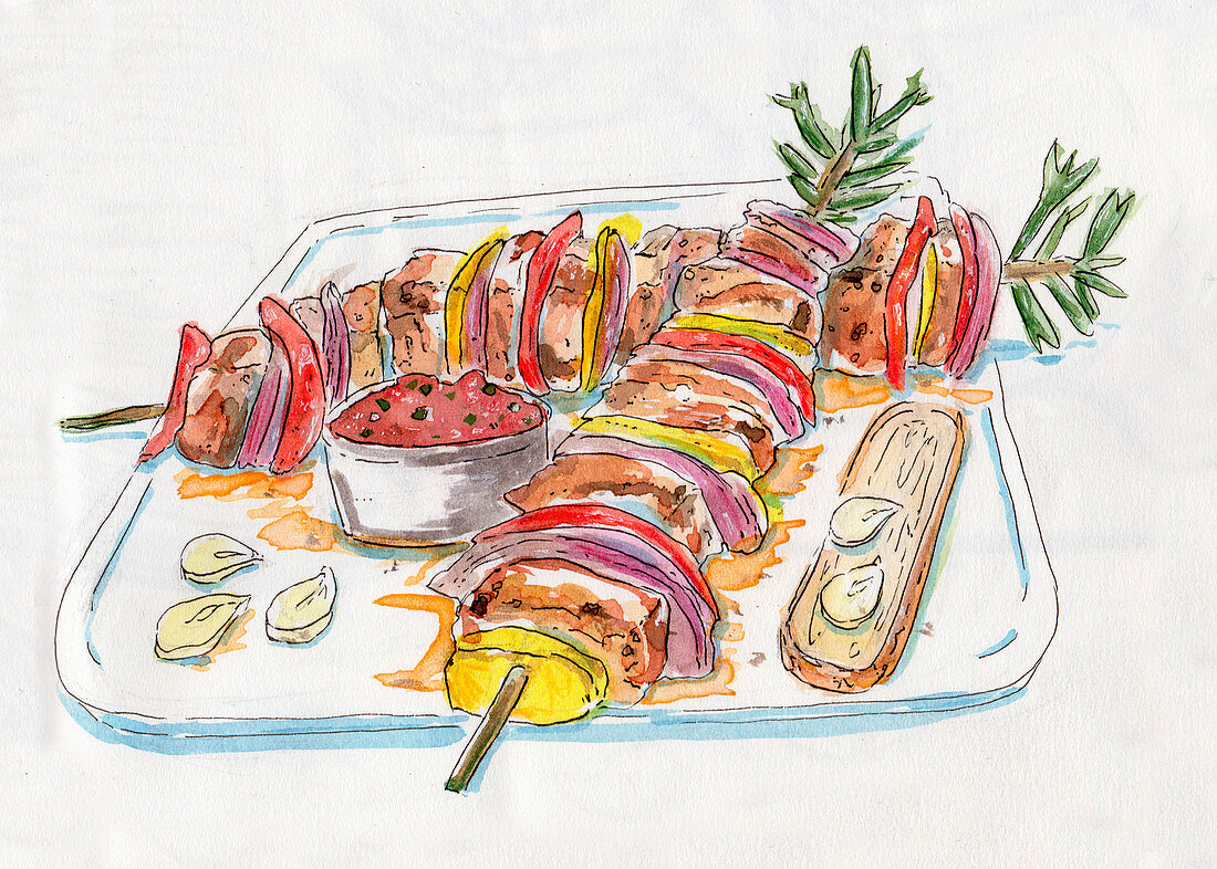 Shashlik skewers (illustration)