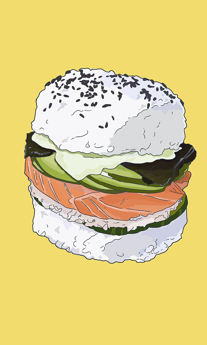 Sushi burger (Illustration)