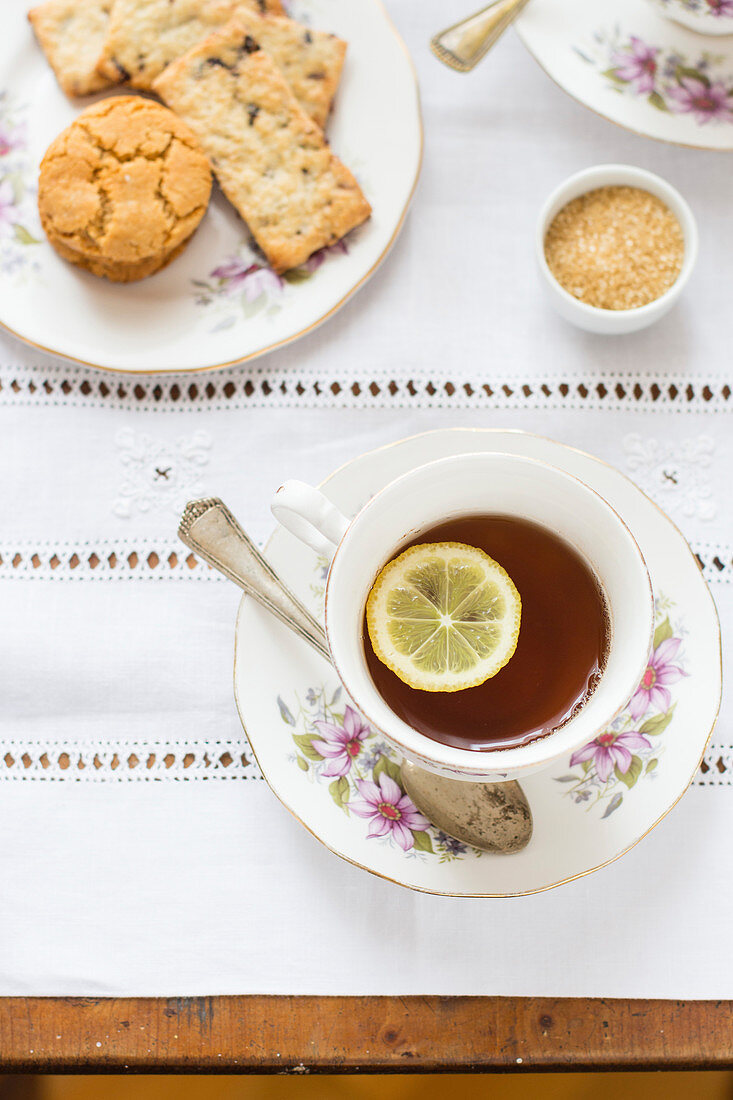 Afternoon tea with biscuits