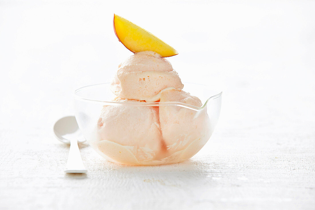 Peach and passionfruit sorbet