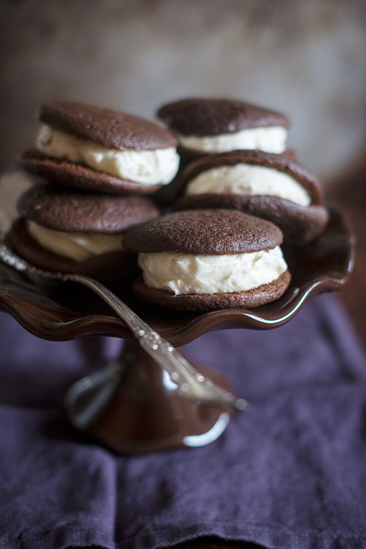 Whoopie Pies on a cake stand