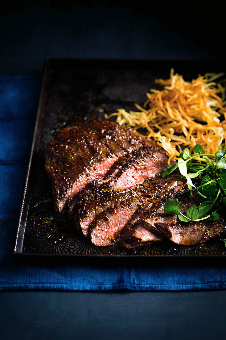 Rum and maple steak with two minute fries