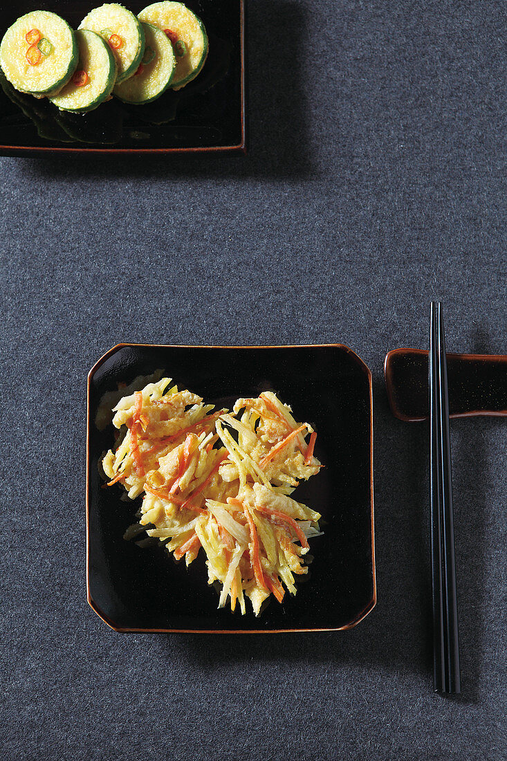 Pollack and vegetables Pancake, Hobakjeon (Korea)