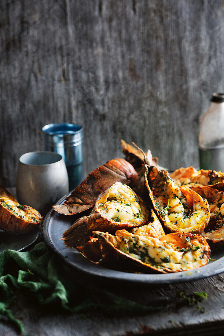 Moreton bay bugs with herb and garlic butter