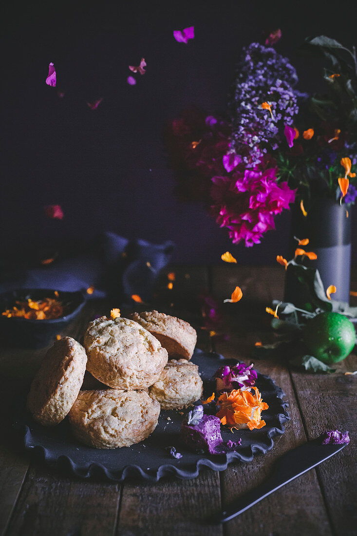Scones with floral butters