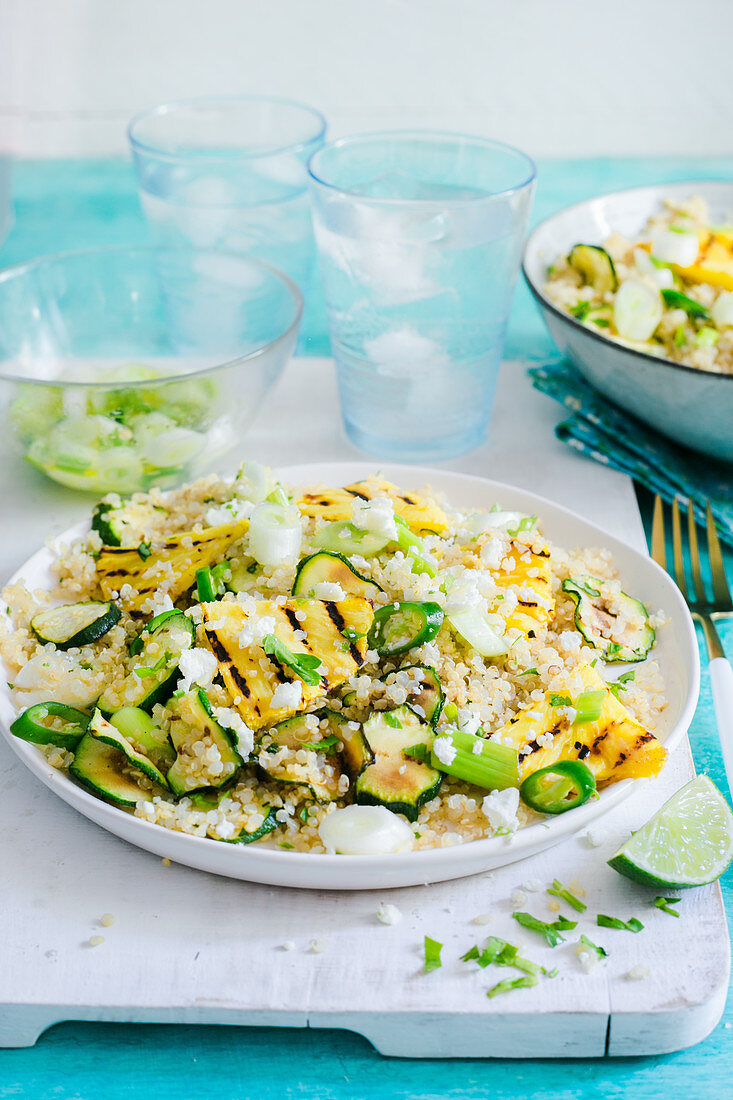 Herbed quinoa with grilled pineapple and zucchini