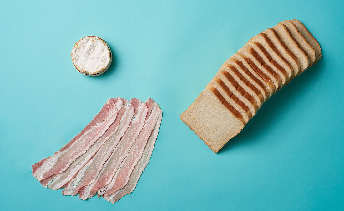 Sandwichbrot, Bacon und Käse
