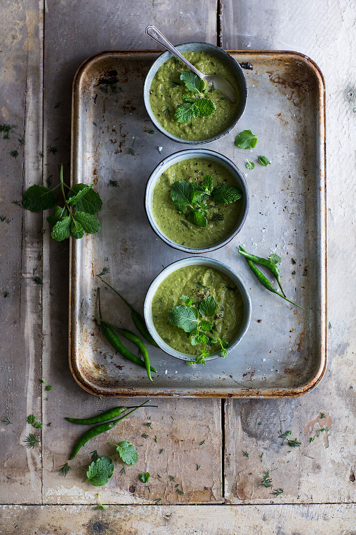 A hearty and rustic pea soup