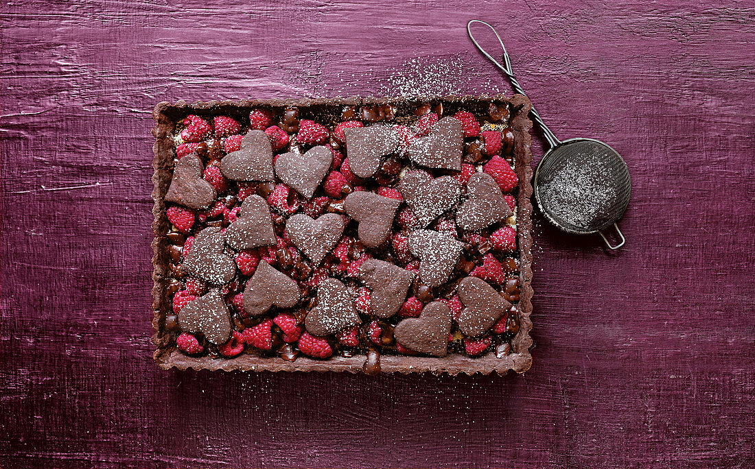 Bitter chocolate raspberry pie