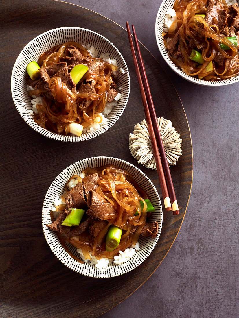 Sweet soy beef on rice