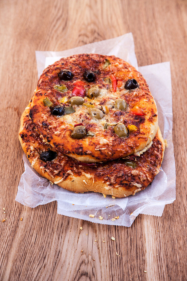 Pizzas with olives