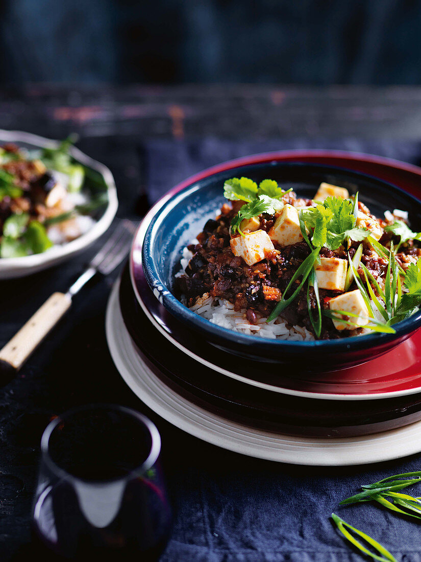 Eggplant and red bean Mapo tofu with ginger (Sichuan)