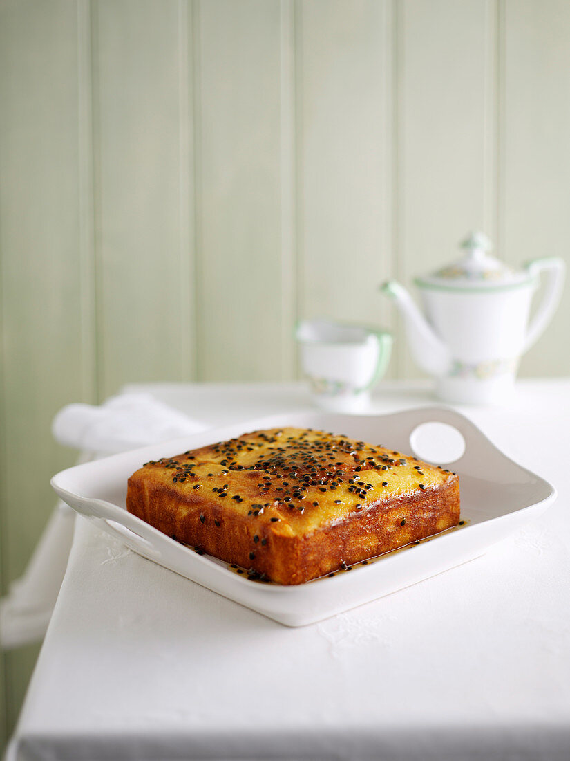 Passionfruit and Lemon Syrup Cake