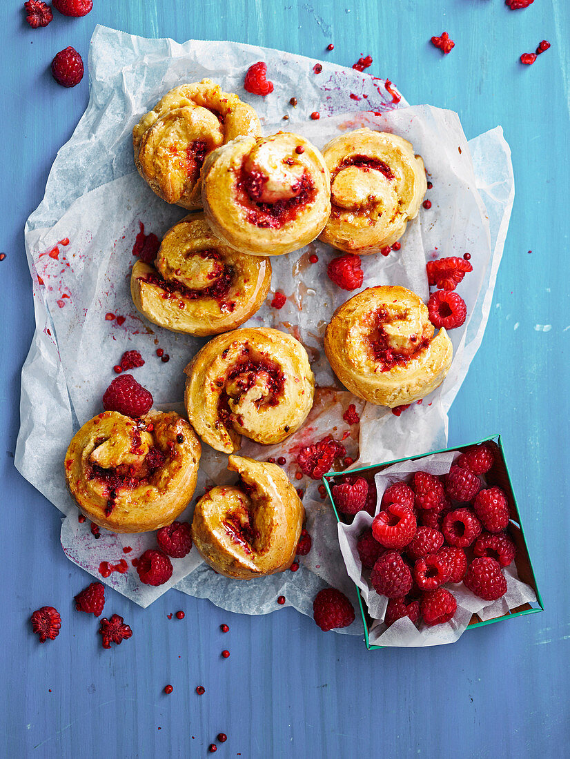 Raspberry, Polenta and Pink Peppercorn Scrolls