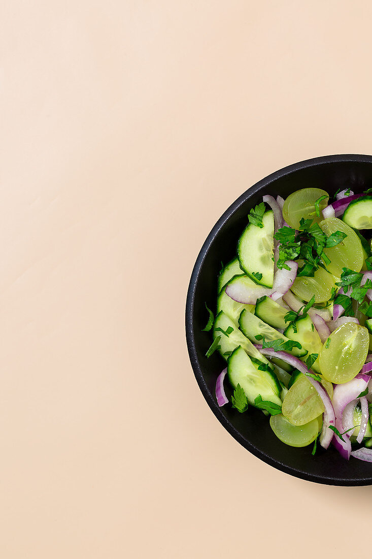 Grape and cucumber salad with red onions