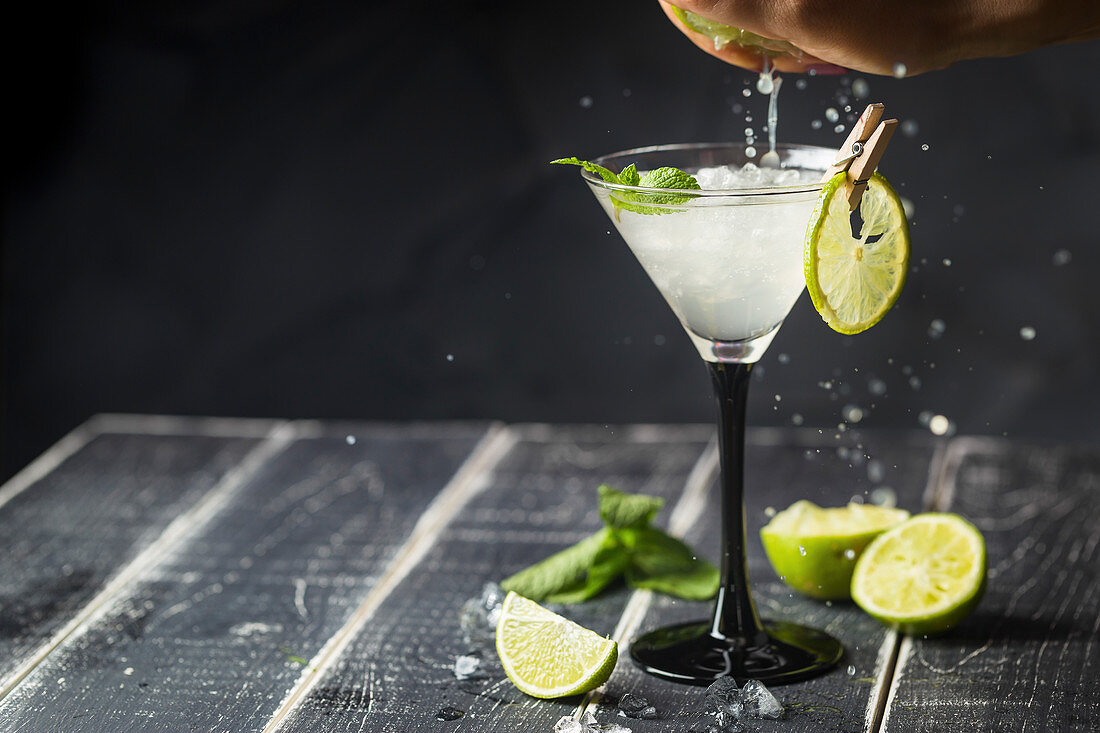 Fresh classic lime margarita cocktail