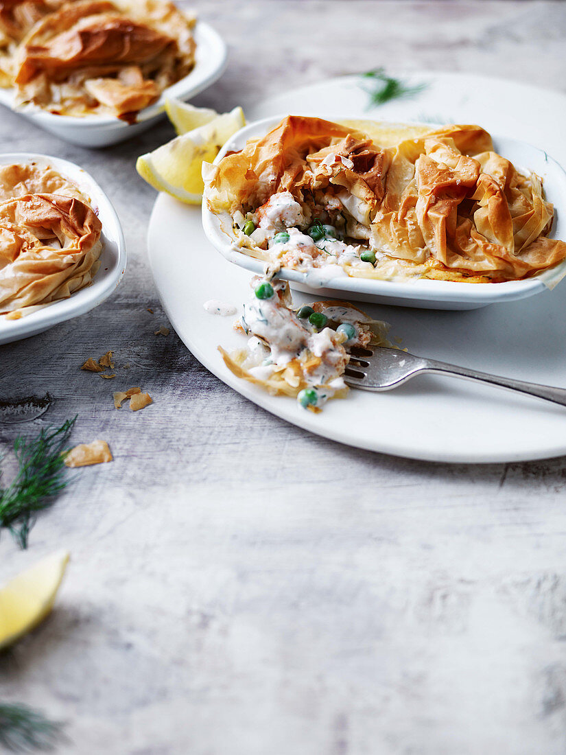 Quick filo fish pie