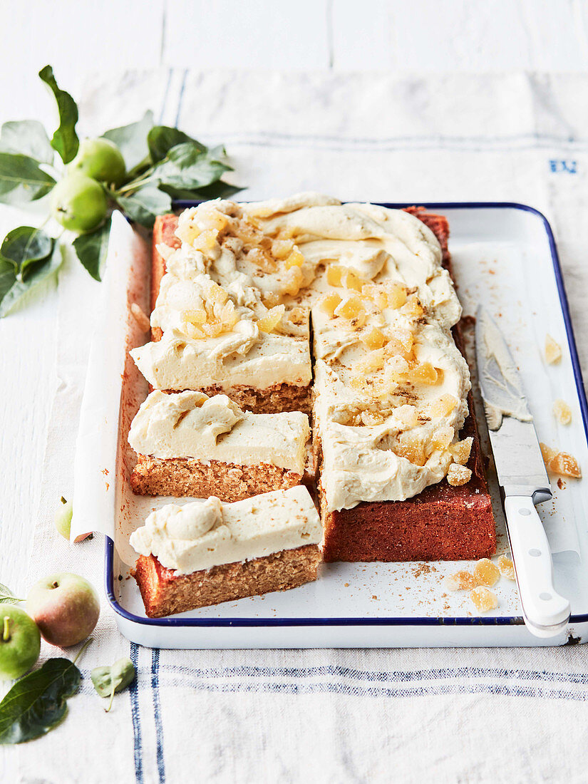 Apple and ginger pound cake with cream cheese