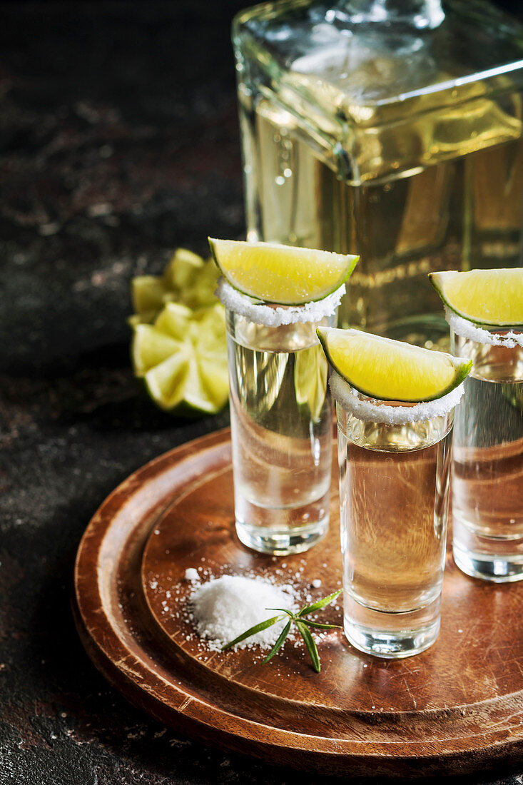 Mexican Gold Tequila with lime and salt