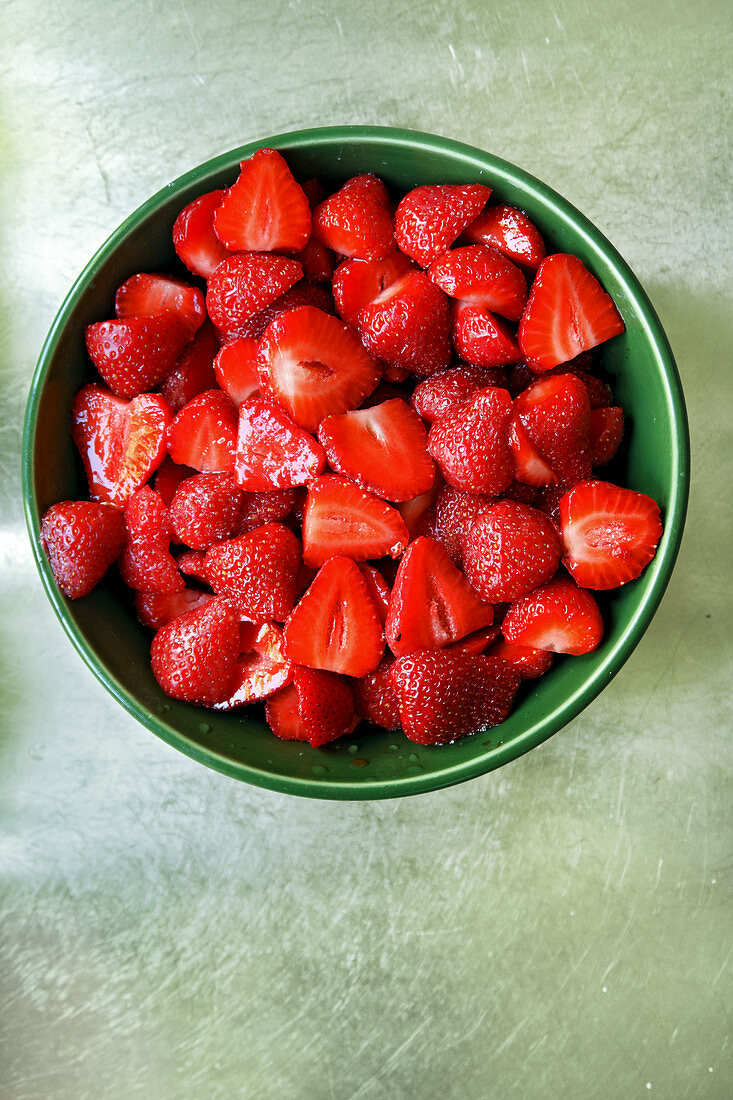 Strawberries in a ceramic bowl