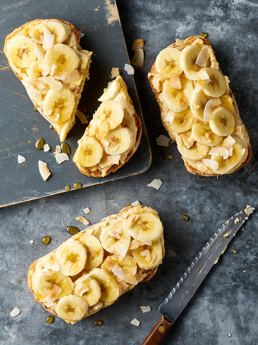 Bananen-Erdnussbutter-Toast