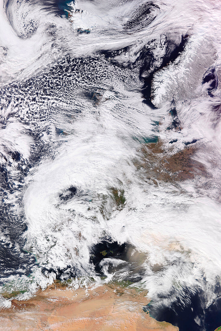 2018 Great Britain and Ireland cold wave, satellite image