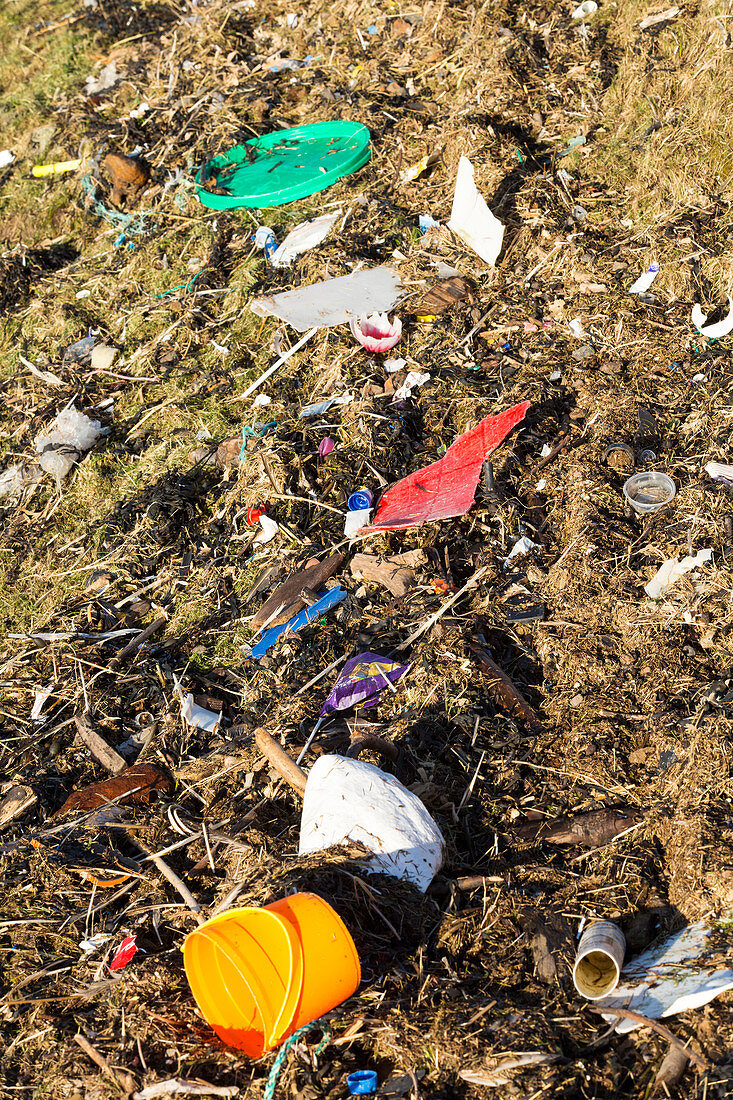 Marine plastic washed ashore on Walney Island, Cumbria, UK