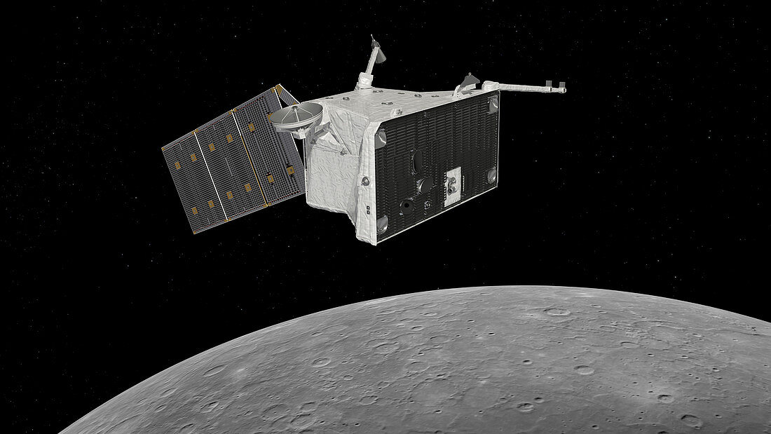 BepiColombo planetary orbiter at Mercury, illustration