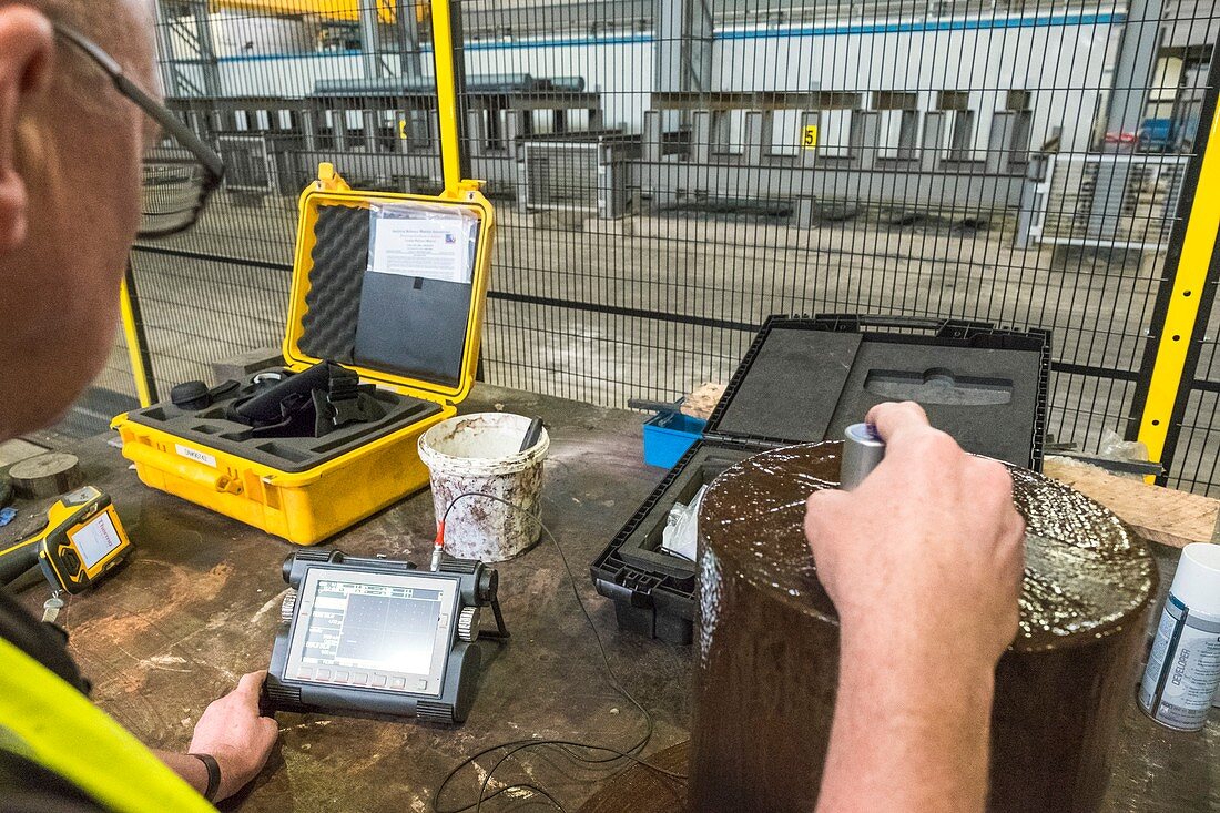 Quality control in metalworks, Scotland, UK