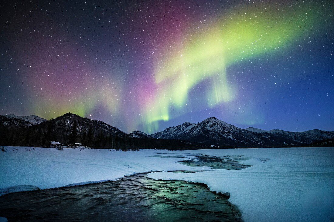 Aurora over an Alaskan river