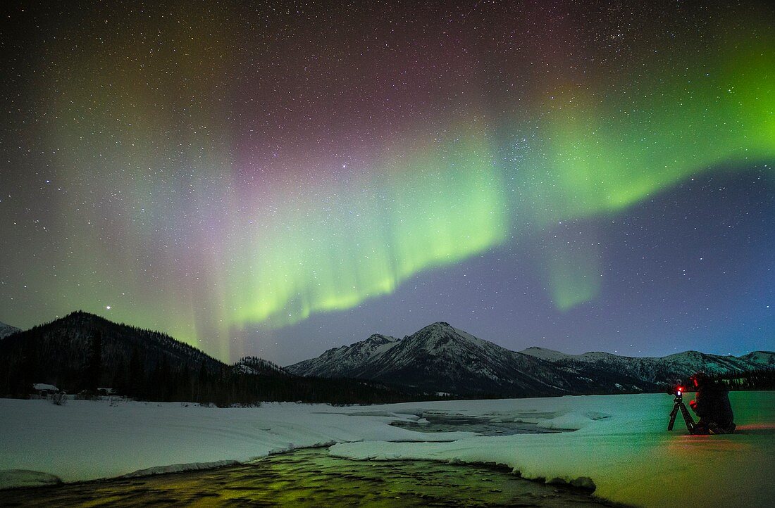 Lone photographer and the Aurora, Alaska