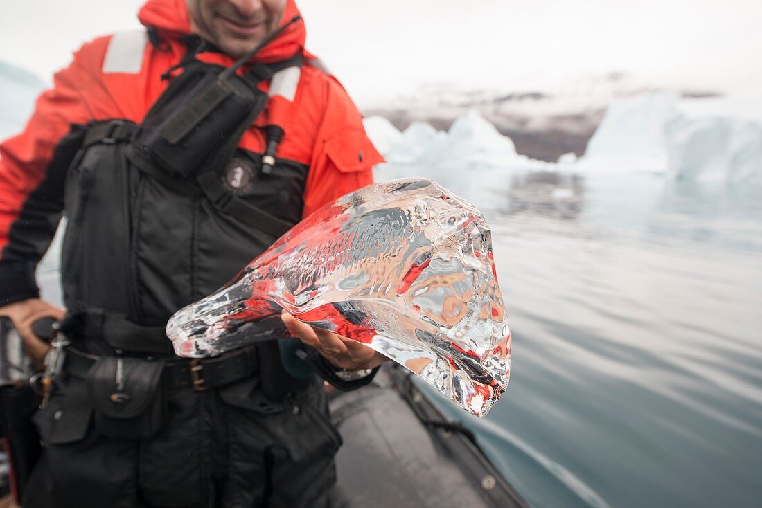 Glacial clear ice from Rode Fjord, Greenland