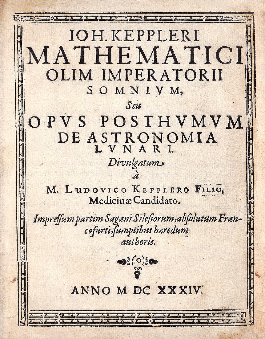 Title page of Kepler's 'Somnium' novel, 1634