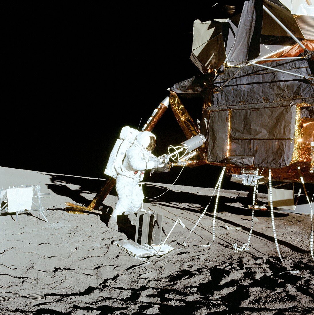 Apollo 12 astronaut changing fuel, 1969