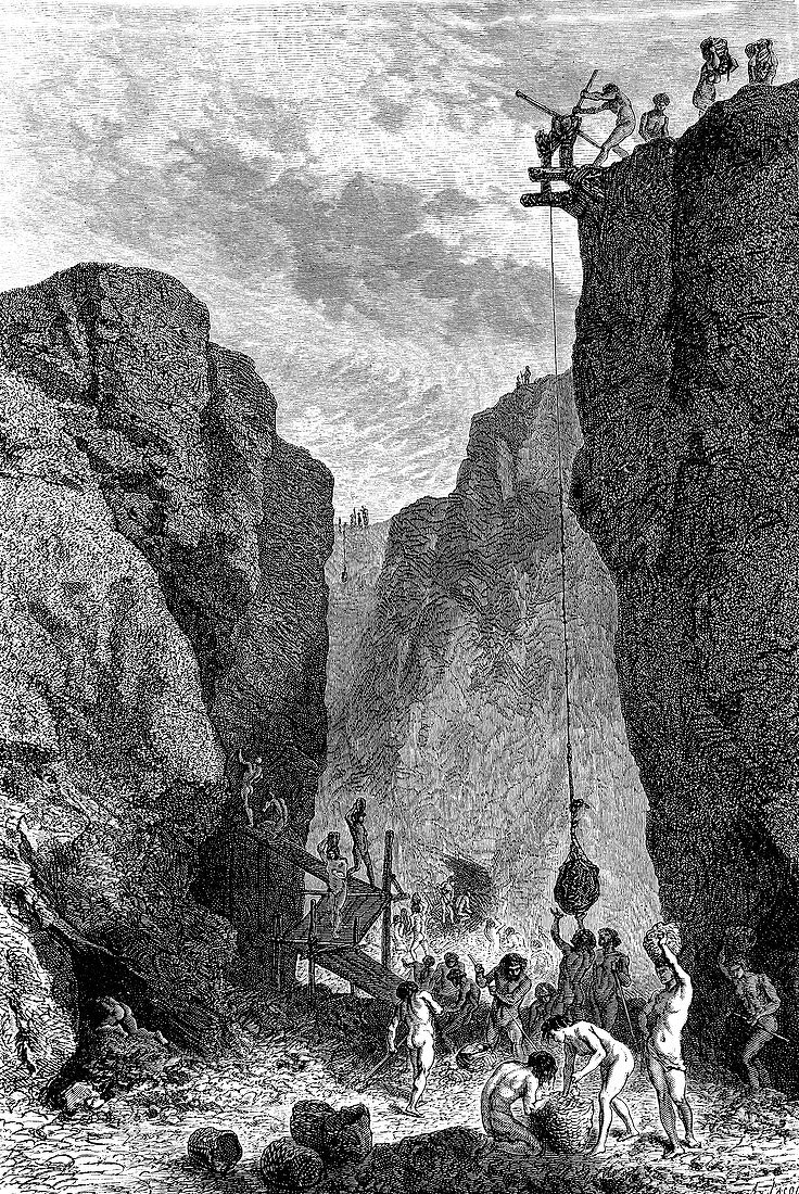 Prehistoric mining, 19th Century illustration