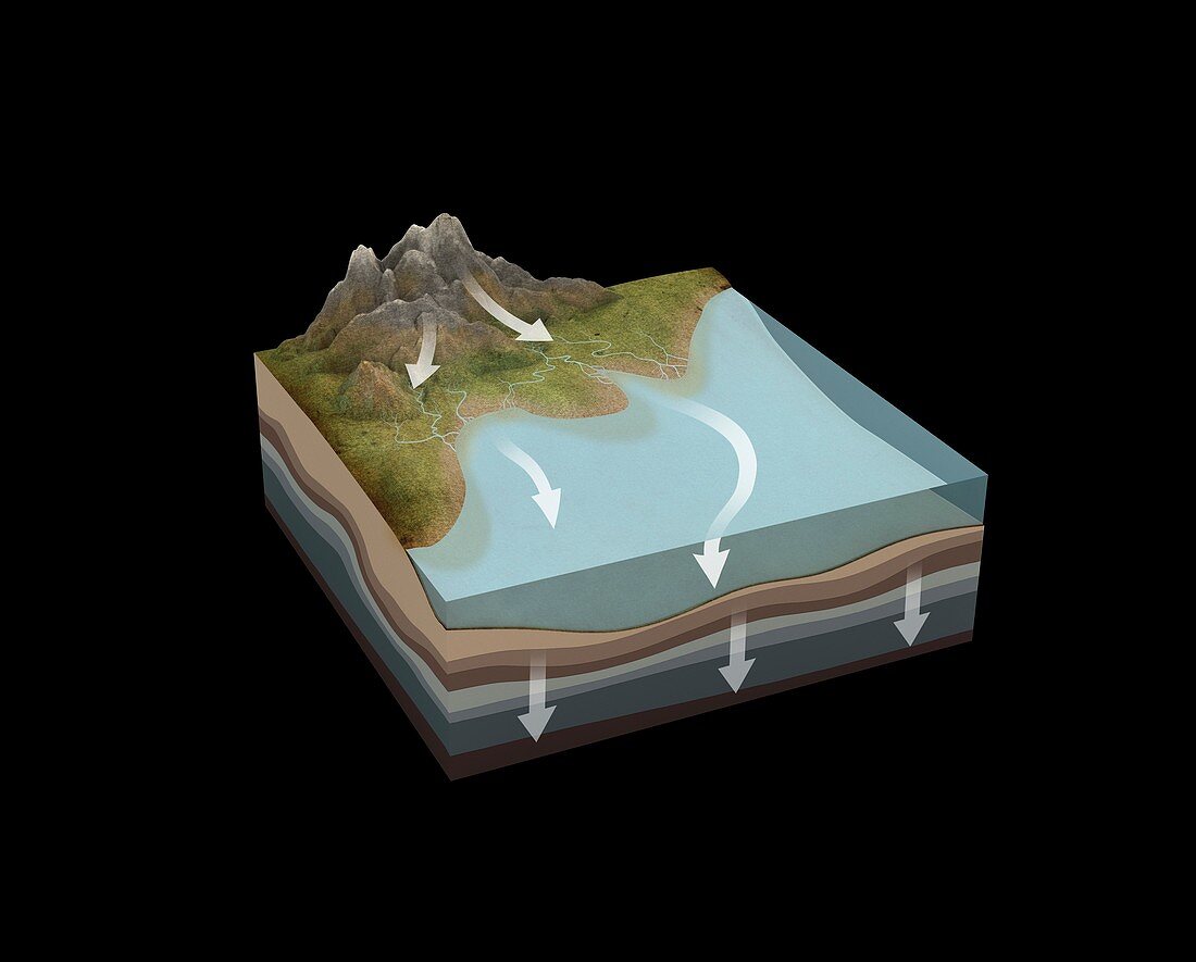 Formation of sedimentary rock, illustration