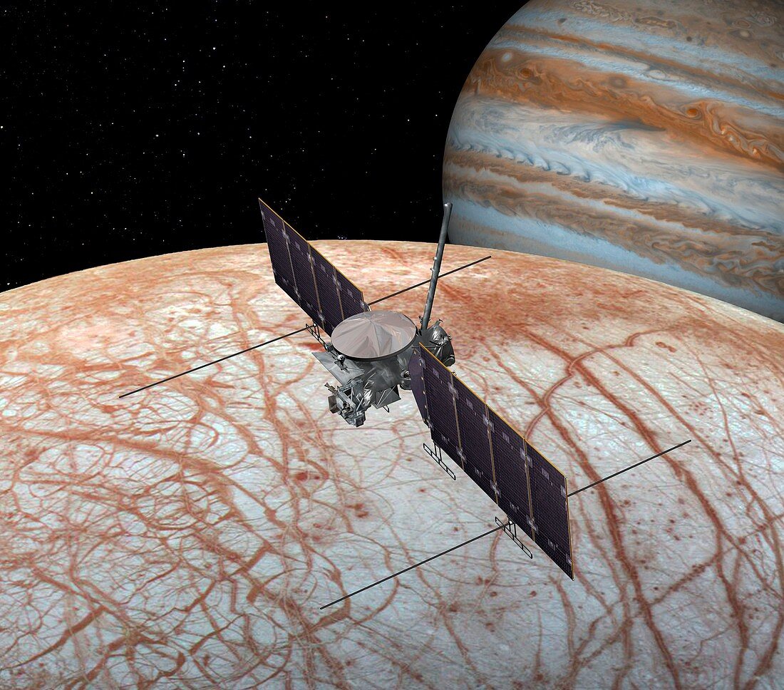 Europa at Jupiter's moon Europa, illustration