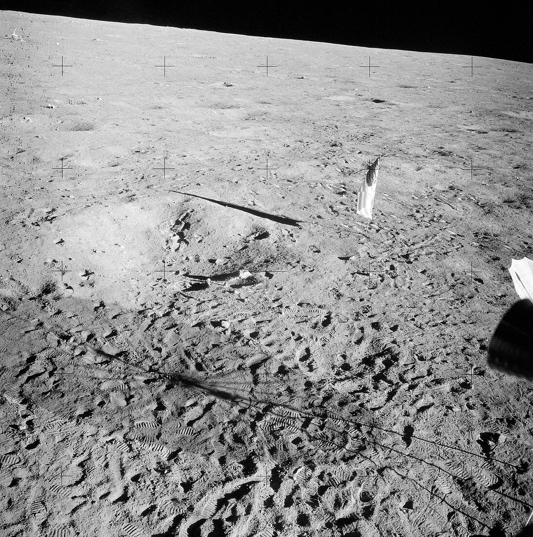 Apollo 12 flag, footprints and shadows, 1969