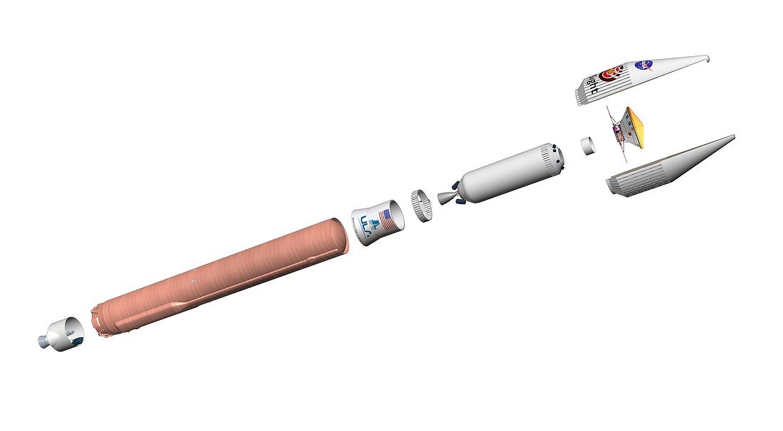 Atlas V rocket and Insight Mars lander, illustration