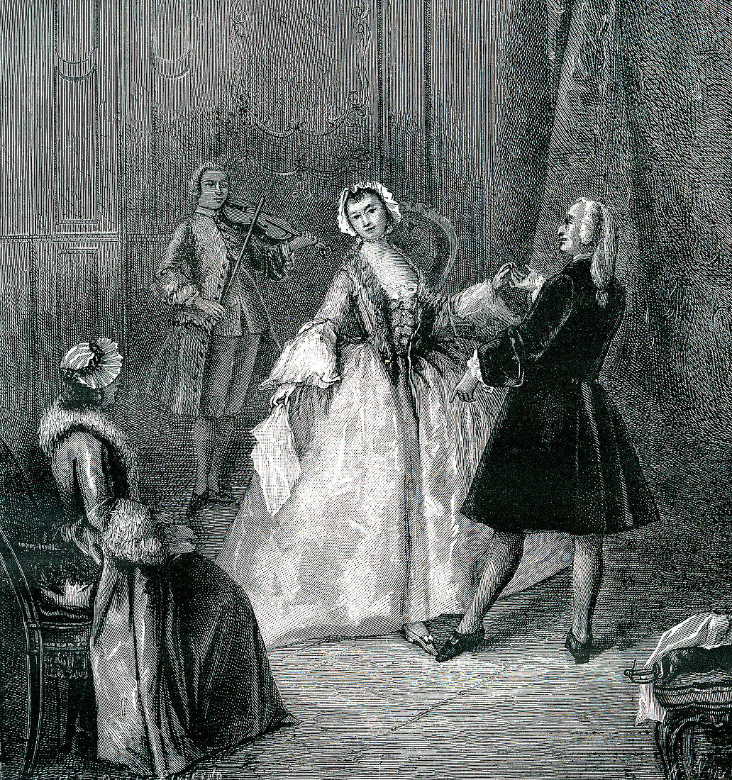 19th Century Venetian dance lesson, illustration