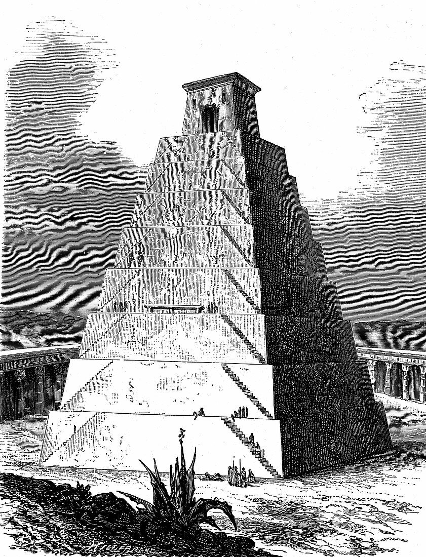 Mexican pyramid, 19th Century illustration