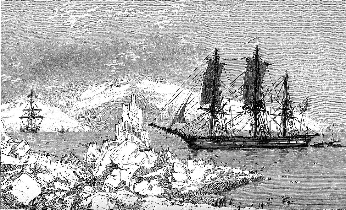 D'Urville in the Antarctic, 19th Century illustration