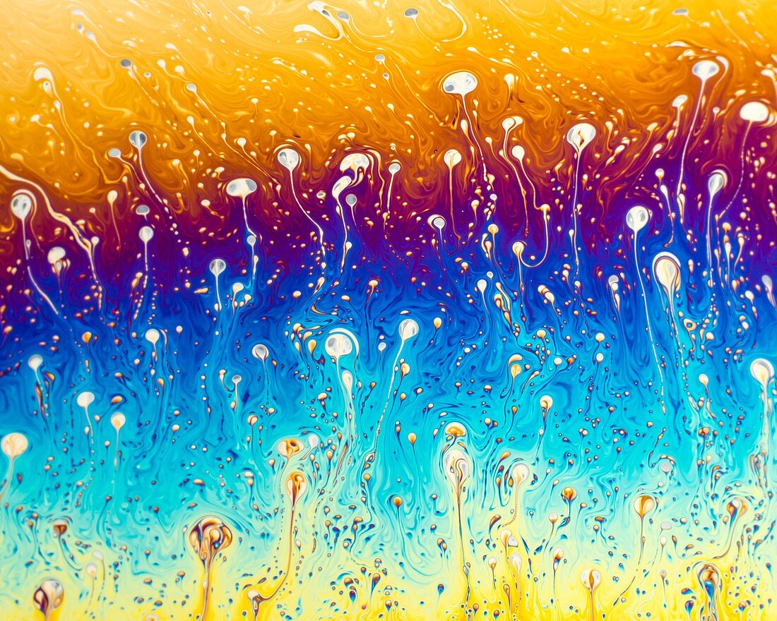 Soap bubble film iridescence