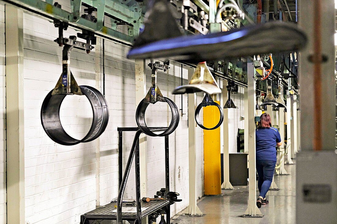 Tyres on production line, UK