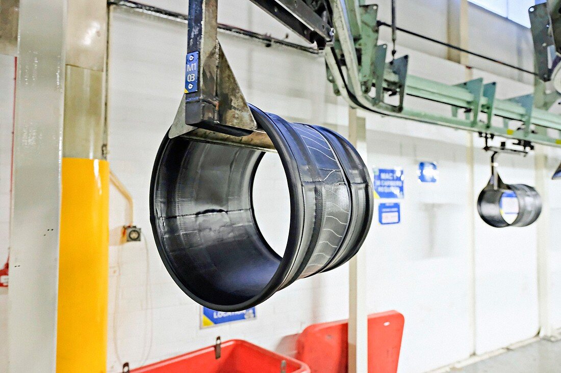 Tyres on production line, UK